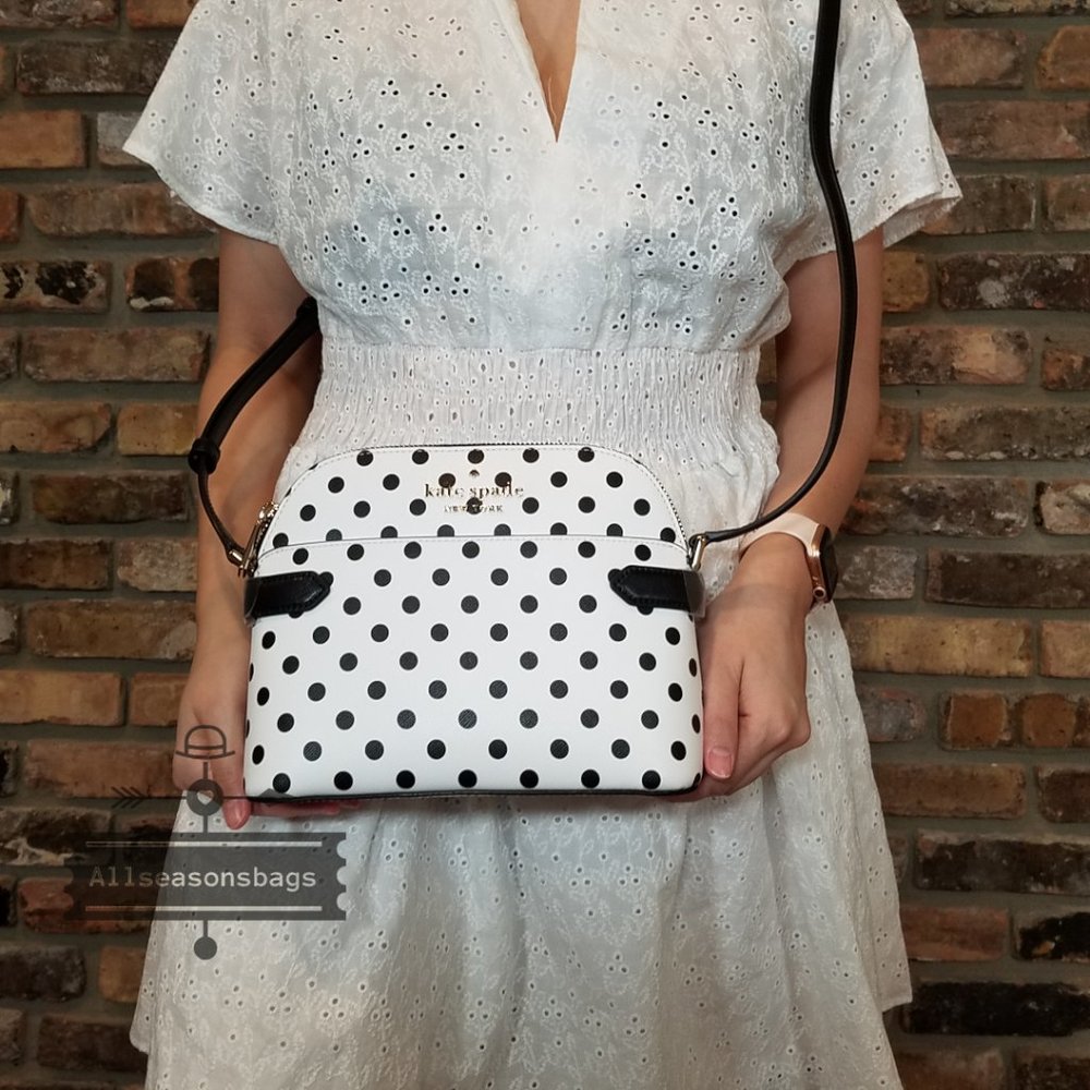 Kate Spade Staci Dot Dot Dot Dome Crossbody White - Picture 3 of 7